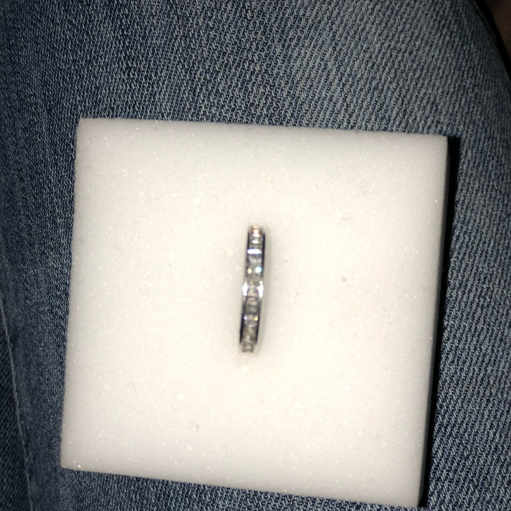 Stamped solid 925 sterling silver diamond band size 6
